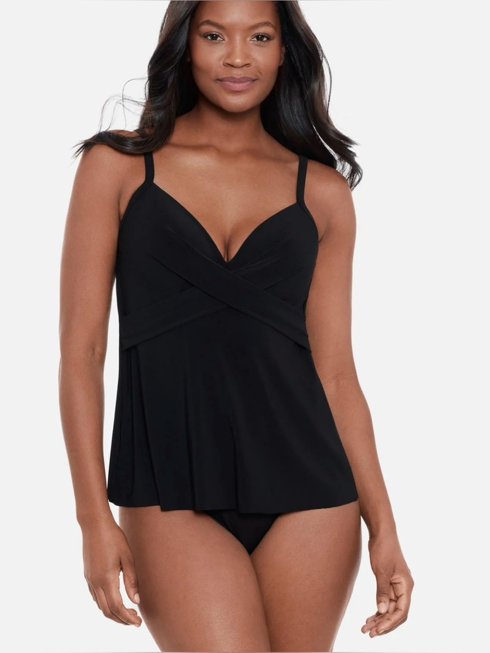 Miraclesuit Allura Black Sweetheart Neckline  Tankini Top Swim 14